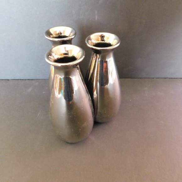 3 section chrome or stainless bud vase near mint condition - Picture 3 of 8